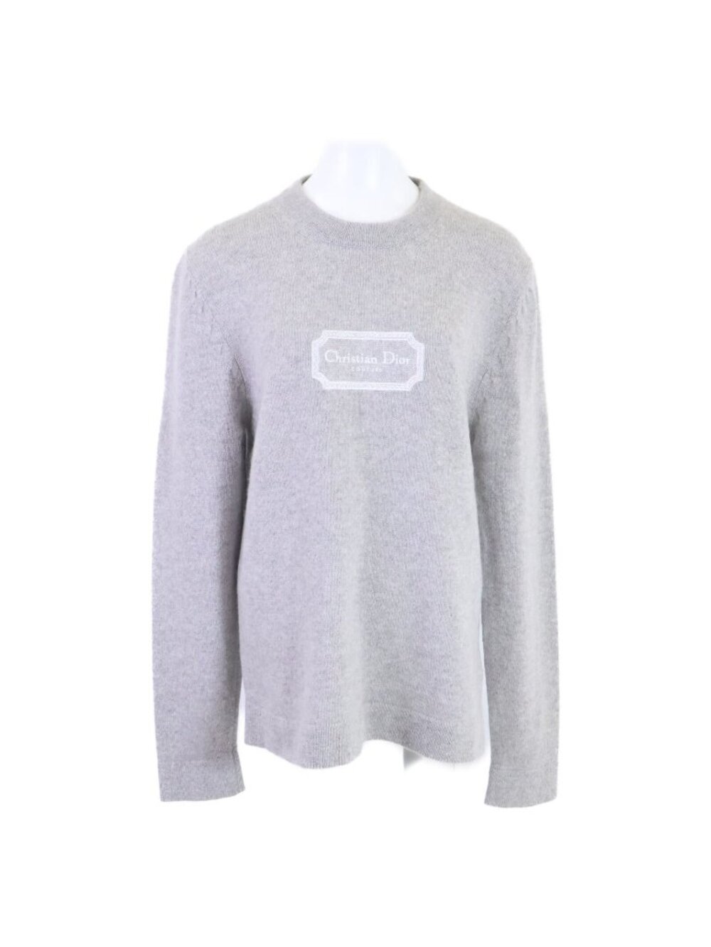 Dior Couture Cashmere Logo Embroidery Long Sleeve Knit Sweater